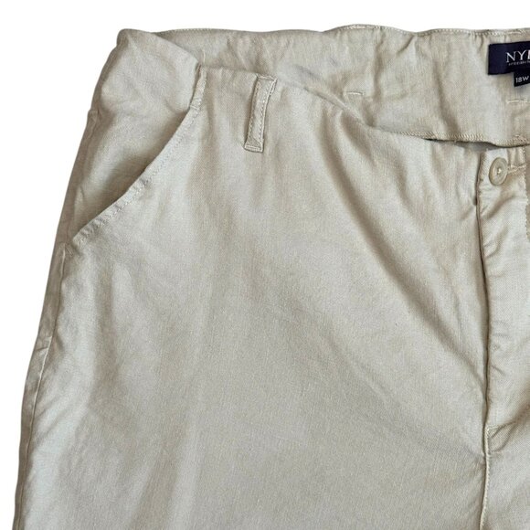NYDJ Beige Linen Blend Pants Lift Tuck Technology Relaxed Fit Womens PLUS SZ 18W - Picture 5 of 9